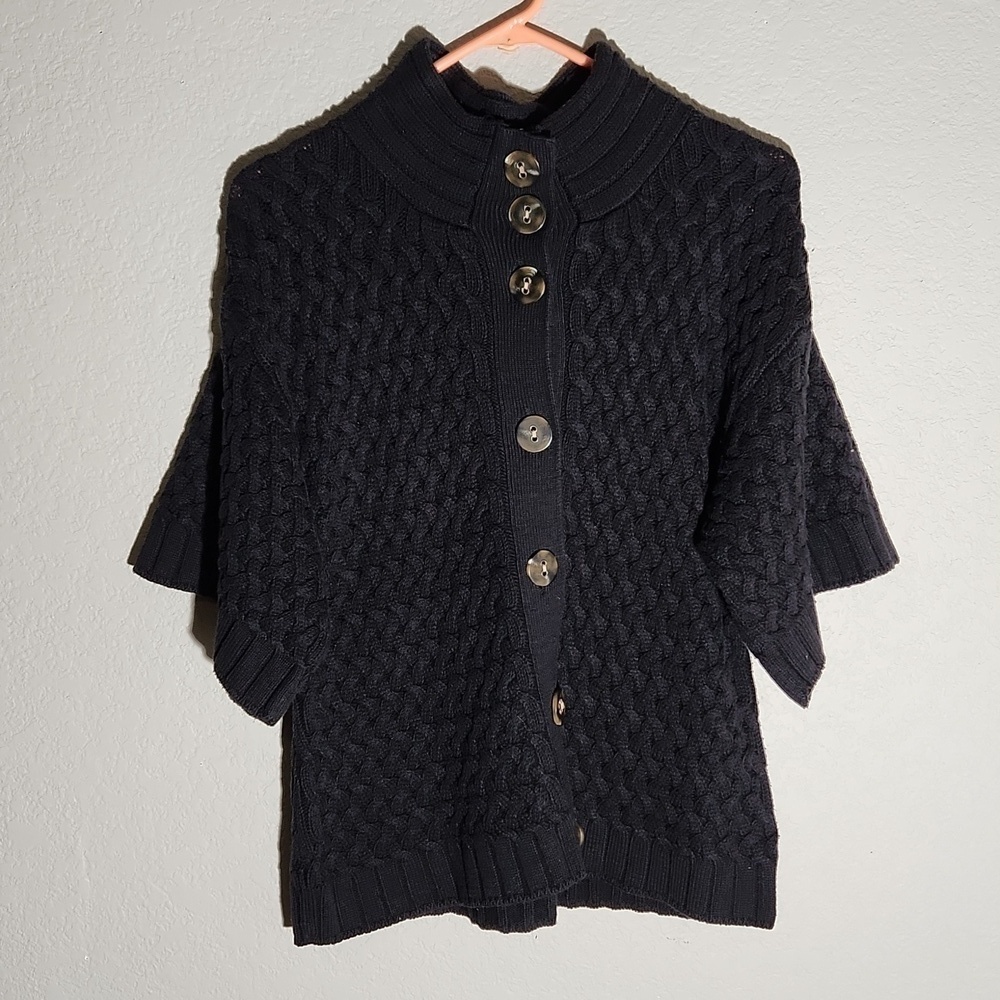 Style & Co Womens Sweater Size M Flare Bell Jacket Button Cardigan Black Gairy